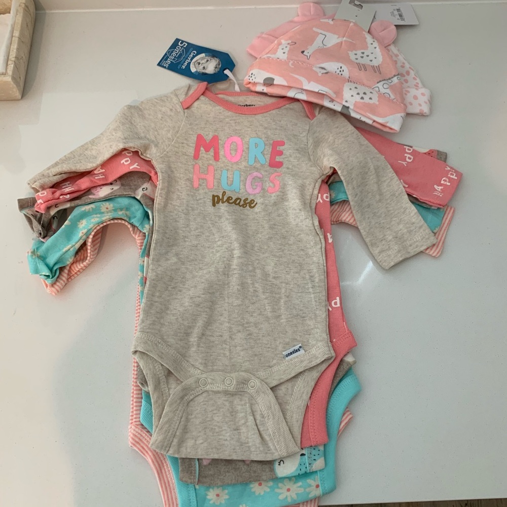 New baby girl’s clothes + hats
